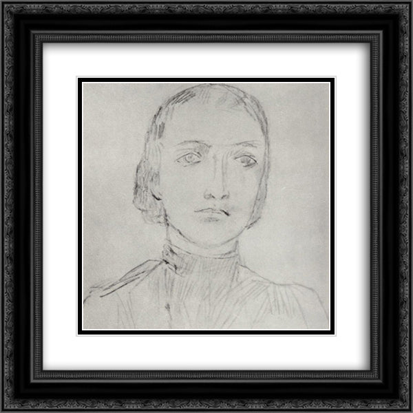 Alyosha 20x20 Black Ornate Wood Framed Art Print Poster with Double Matting by Petrov Vodkin, Kuzma