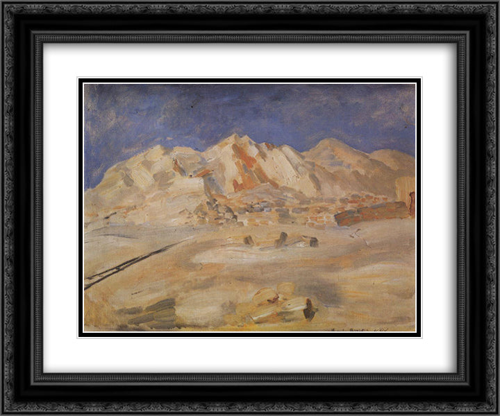 Biribi 24x20 Black Ornate Wood Framed Art Print Poster with Double Matting by Petrov Vodkin, Kuzma