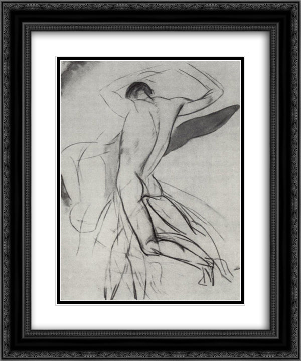 Boy jumping into water 20x24 Black Ornate Wood Framed Art Print Poster with Double Matting by Petrov Vodkin, Kuzma