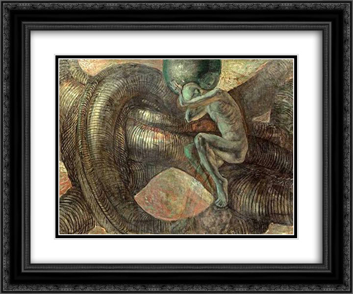 Chaos 24x20 Black Ornate Wood Framed Art Print Poster with Double Matting by Petrov Vodkin, Kuzma