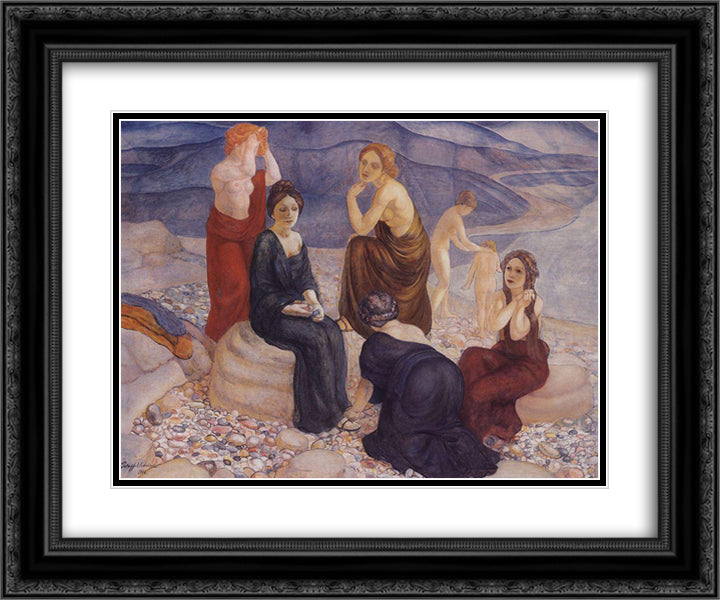 Coast 24x20 Black Ornate Wood Framed Art Print Poster with Double Matting by Petrov Vodkin, Kuzma