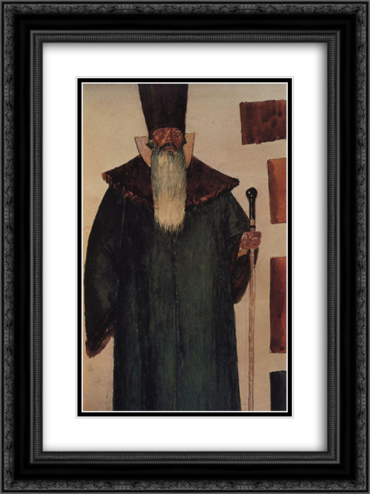 Costume Design Boyar to the tragedy of Pushkin's Boris Godunov 18x24 Black Ornate Wood Framed Art Print Poster with Double Matting by Petrov Vodkin, Kuzma