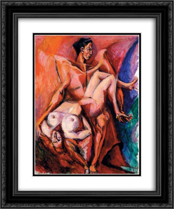 Compositional sketch 20x24 Black Ornate Wood Framed Art Print Poster with Double Matting by Tihanyi, Lajos