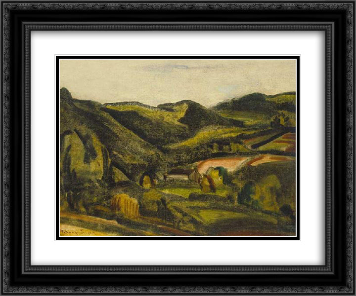 Landscape 24x20 Black Ornate Wood Framed Art Print Poster with Double Matting by Tihanyi, Lajos