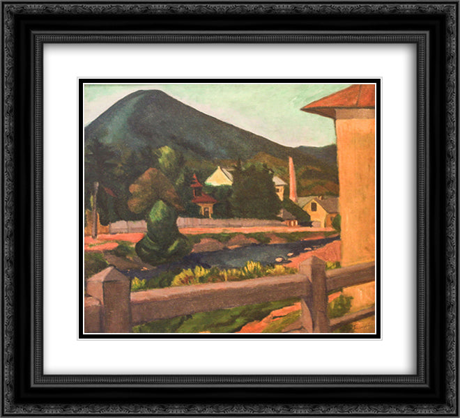 Nagybanya View 22x20 Black Ornate Wood Framed Art Print Poster with Double Matting by Tihanyi, Lajos