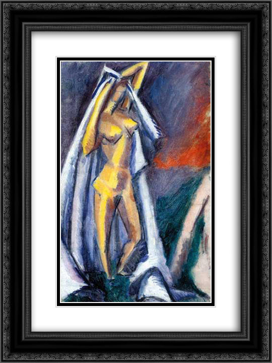 Nude 18x24 Black Ornate Wood Framed Art Print Poster with Double Matting by Tihanyi, Lajos