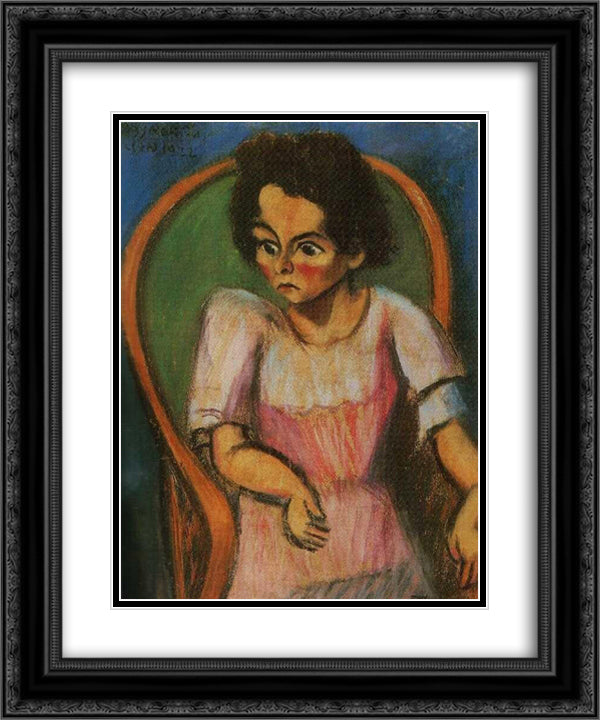 Portrait of a Child 20x24 Black Ornate Wood Framed Art Print Poster with Double Matting by Tihanyi, Lajos