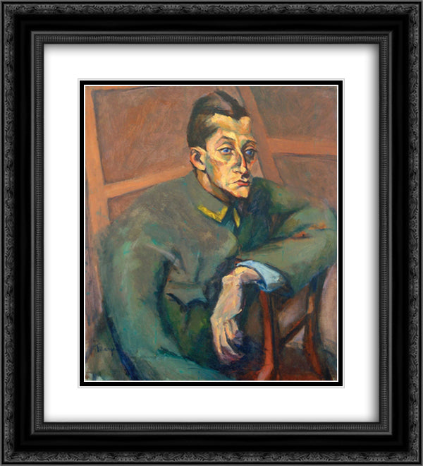 Portrait of Grosz Andor 20x22 Black Ornate Wood Framed Art Print Poster with Double Matting by Tihanyi, Lajos