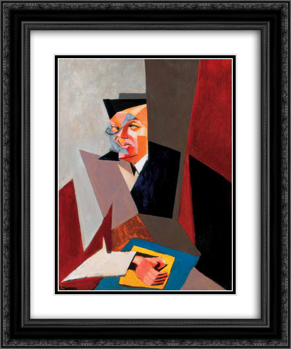 Portrait of Tristan Tzara 20x24 Black Ornate Wood Framed Art Print Poster with Double Matting by Tihanyi, Lajos