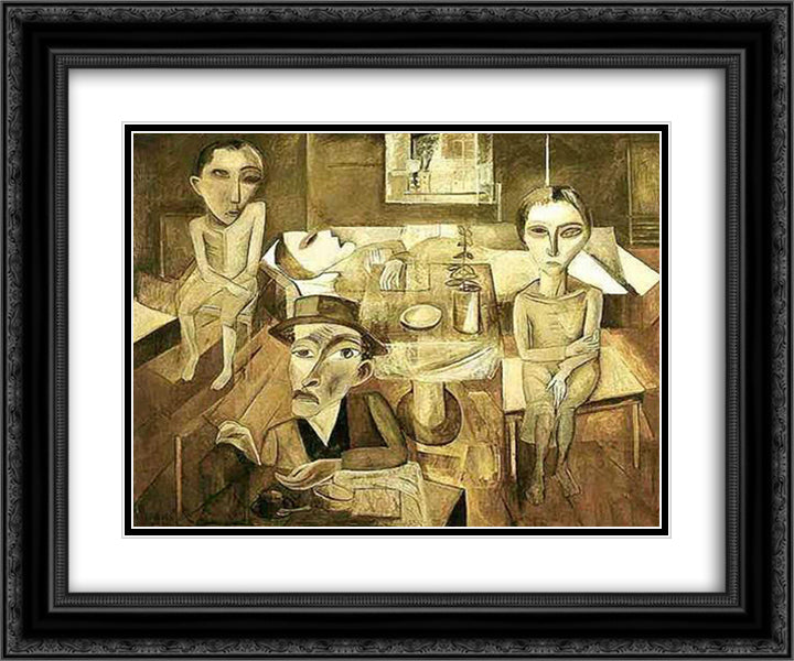 A familia enferma 24x20 Black Ornate Wood Framed Art Print Poster with Double Matting by Segall, Lasar