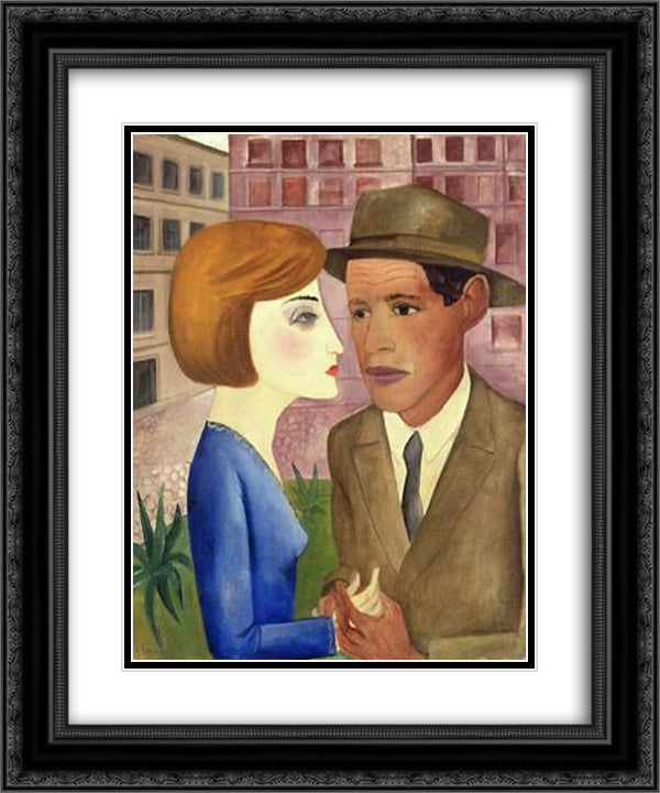 Encontro 20x24 Black Ornate Wood Framed Art Print Poster with Double Matting by Segall, Lasar