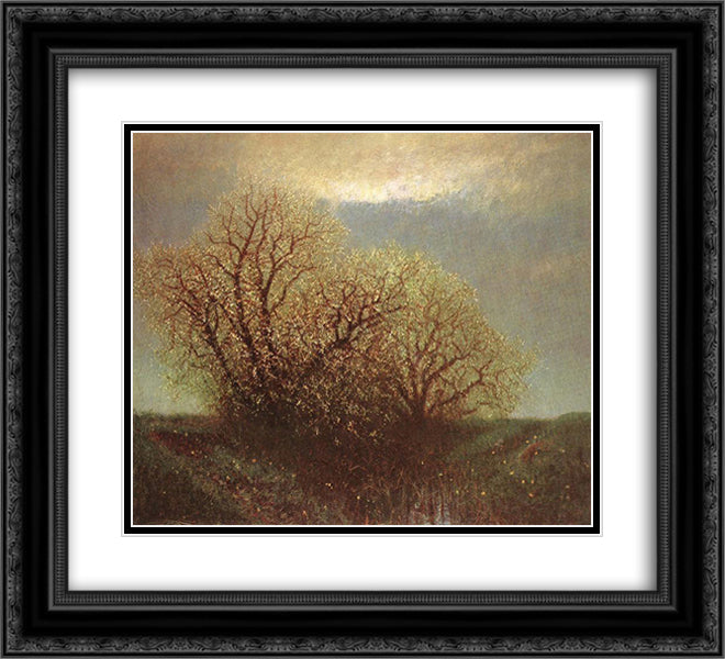 Blossoming Trees 22x20 Black Ornate Wood Framed Art Print Poster with Double Matting by Mednyanszky, Laszlo