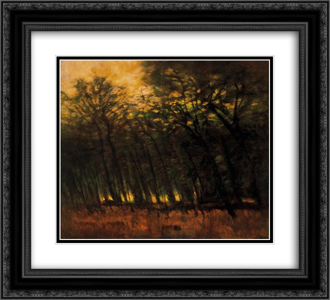 Fires in the Forest 22x20 Black Ornate Wood Framed Art Print Poster with Double Matting by Mednyanszky, Laszlo