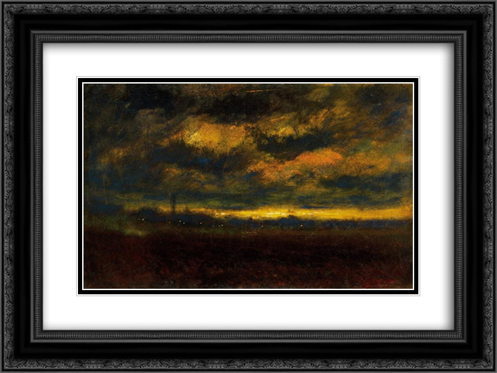 In the Outskirt of the City 24x18 Black Ornate Wood Framed Art Print Poster with Double Matting by Mednyanszky, Laszlo
