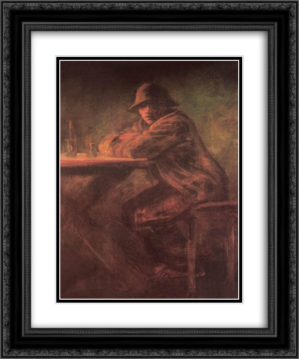 In the Tavern 20x24 Black Ornate Wood Framed Art Print Poster with Double Matting by Mednyanszky, Laszlo