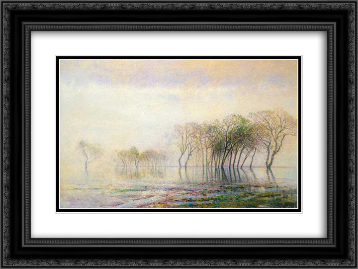 Melting 24x18 Black Ornate Wood Framed Art Print Poster with Double Matting by Mednyanszky, Laszlo