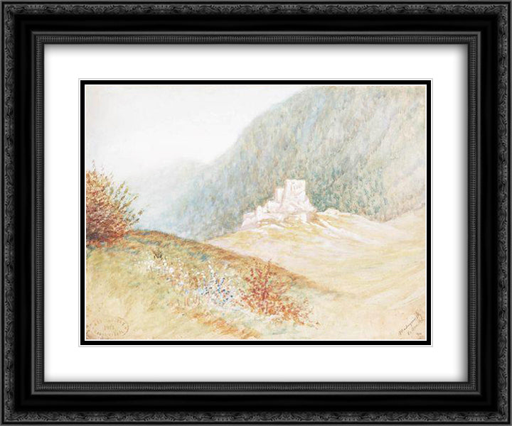Ruins of a Castle 24x20 Black Ornate Wood Framed Art Print Poster with Double Matting by Mednyanszky, Laszlo