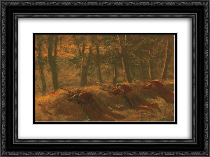 Soldiers 24x18 Black Ornate Wood Framed Art Print Poster with Double Matting by Mednyanszky, Laszlo