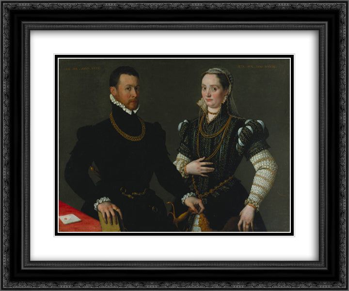 Portrait of a Couple 24x20 Black Ornate Wood Framed Art Print Poster with Double Matting by Fontana, Lavinia
