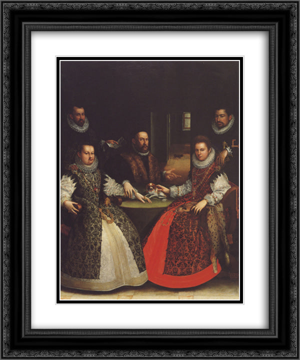 Portrait of the Coozzadini Family 20x24 Black Ornate Wood Framed Art Print Poster with Double Matting by Fontana, Lavinia
