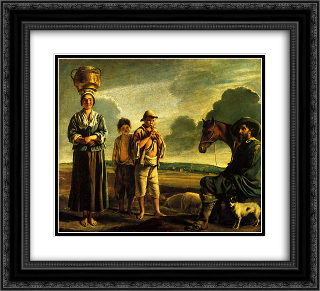 The rest of the rider 22x20 Black Ornate Wood Framed Art Print Poster with Double Matting by Le Nain brothers