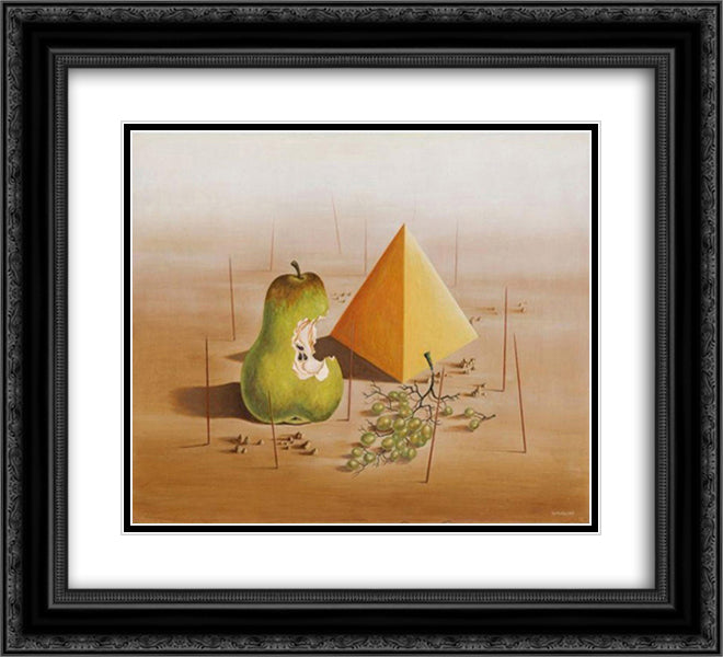 Poire et raisins 22x20 Black Ornate Wood Framed Art Print Poster with Double Matting by Tutundjian, Leon Arthur