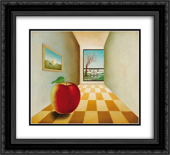 Pomme devant une fenetre ouverte 22x20 Black Ornate Wood Framed Art Print Poster with Double Matting by Tutundjian, Leon Arthur
