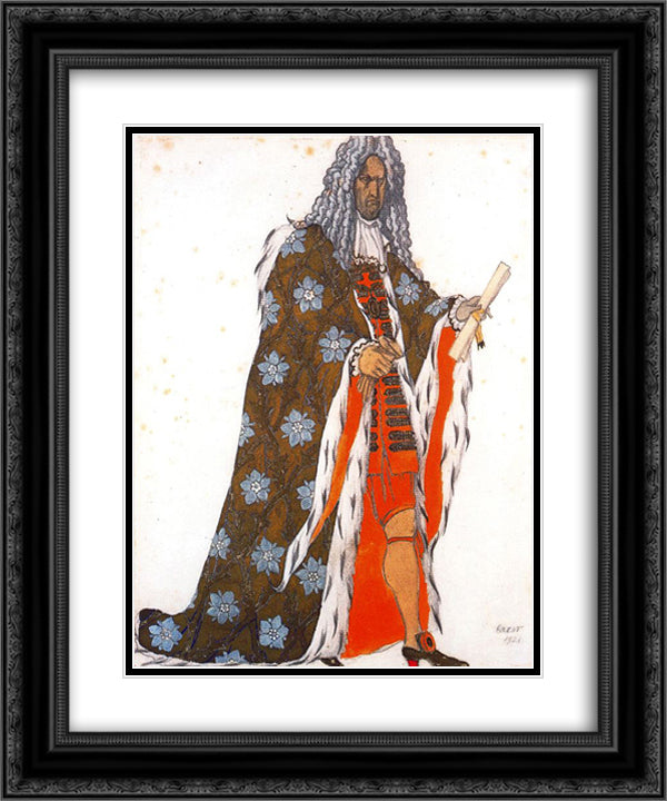 Costume design for The Master of Ceremonies, from Sleeping Beauty 20x24 Black Ornate Wood Framed Art Print Poster with Double Matting by Bakst, Leon