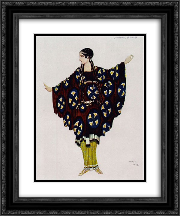Daphnis and Chloe costume 20x24 Black Ornate Wood Framed Art Print Poster with Double Matting by Bakst, Leon