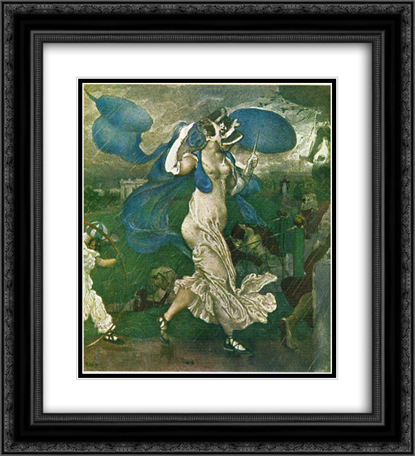 Downpour 20x22 Black Ornate Wood Framed Art Print Poster with Double Matting by Bakst, Leon
