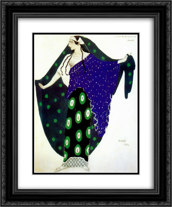 Helene de Sparte Ida Rubinstein in act IV 20x24 Black Ornate Wood Framed Art Print Poster with Double Matting by Bakst, Leon