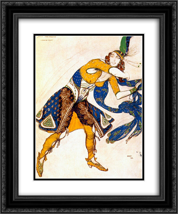 Indo-persian dance 20x24 Black Ornate Wood Framed Art Print Poster with Double Matting by Bakst, Leon