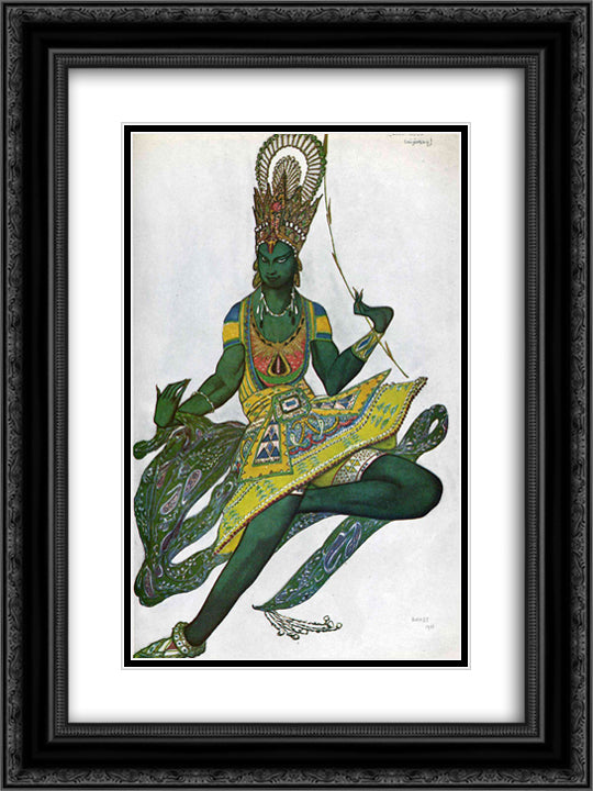 Le dieu bleu Nijinsky in title role 18x24 Black Ornate Wood Framed Art Print Poster with Double Matting by Bakst, Leon