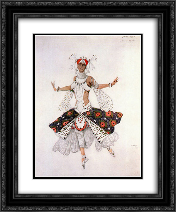 Le dieu bleu the bride 20x24 Black Ornate Wood Framed Art Print Poster with Double Matting by Bakst, Leon