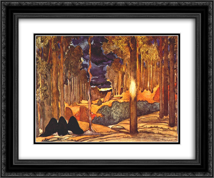 Le martyre de Saint Sebastien act IV set design 24x20 Black Ornate Wood Framed Art Print Poster with Double Matting by Bakst, Leon