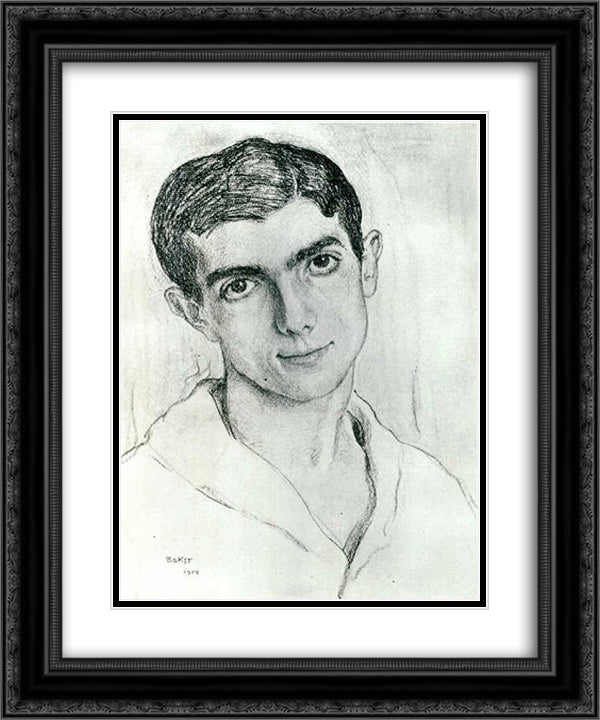 Leonid Massine 20x24 Black Ornate Wood Framed Art Print Poster with Double Matting by Bakst, Leon