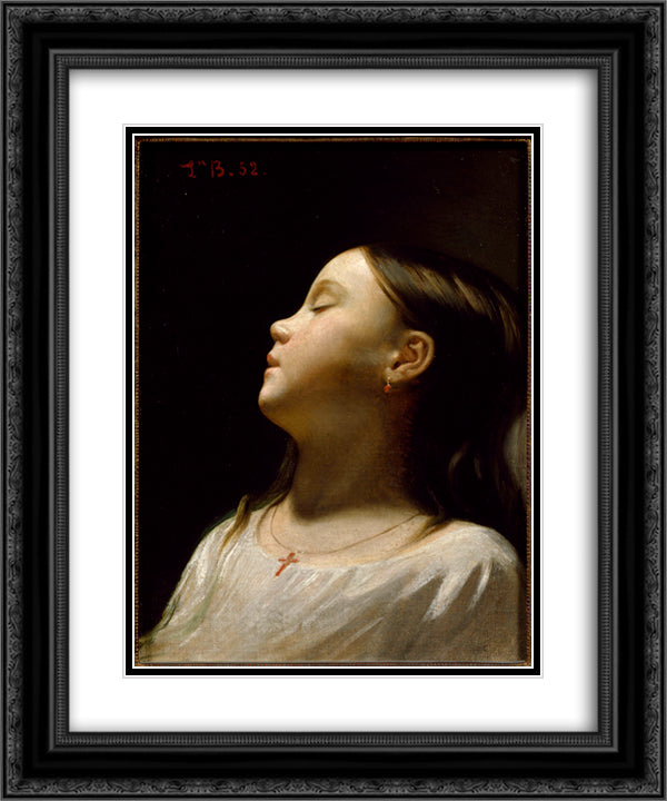 Fillette endormie, detail 20x24 Black Ornate Wood Framed Art Print Poster with Double Matting by Bonnat, Leon