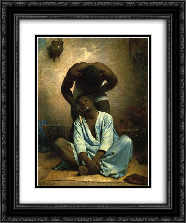 Le Barbier negre a Suez 20x24 Black Ornate Wood Framed Art Print Poster with Double Matting by Bonnat, Leon