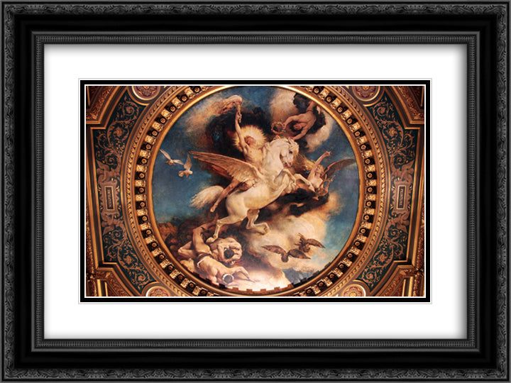 Le Triomphe de l'Art 24x18 Black Ornate Wood Framed Art Print Poster with Double Matting by Bonnat, Leon