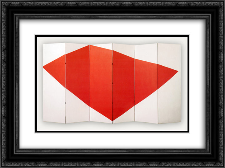 Correspondence Red - White, side B 24x18 Black Ornate Wood Framed Art Print Poster with Double Matting by Polk Smith, Leon