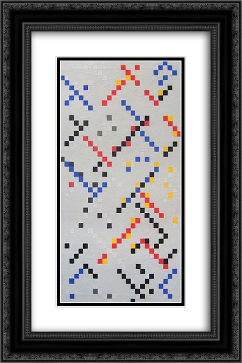 Inch Squares No. 3 16x24 Black Ornate Wood Framed Art Print Poster with Double Matting by Polk Smith, Leon