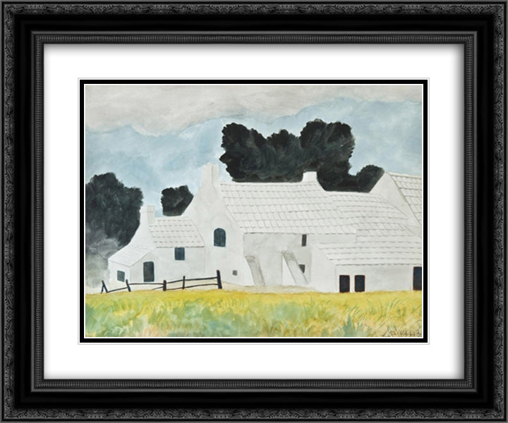 De Witte Hoeve 24x20 Black Ornate Wood Framed Art Print Poster with Double Matting by Spilliaert, Leon