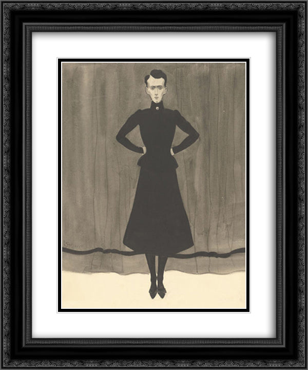 Femme en Pied 20x24 Black Ornate Wood Framed Art Print Poster with Double Matting by Spilliaert, Leon