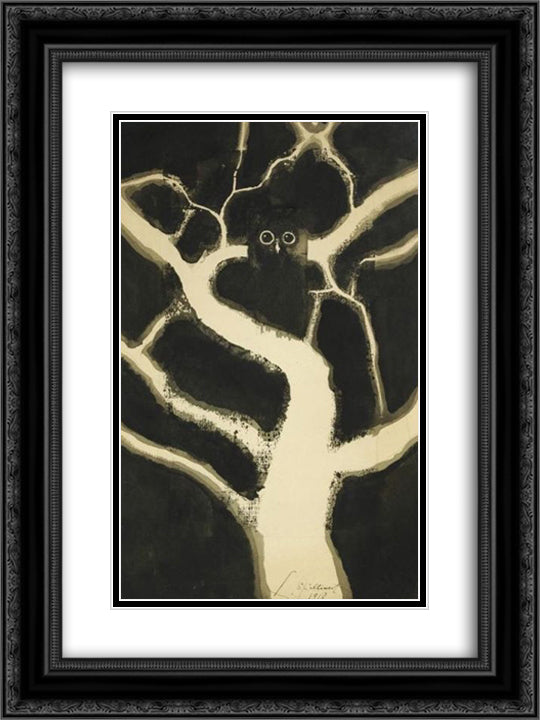 Hibou 18x24 Black Ornate Wood Framed Art Print Poster with Double Matting by Spilliaert, Leon