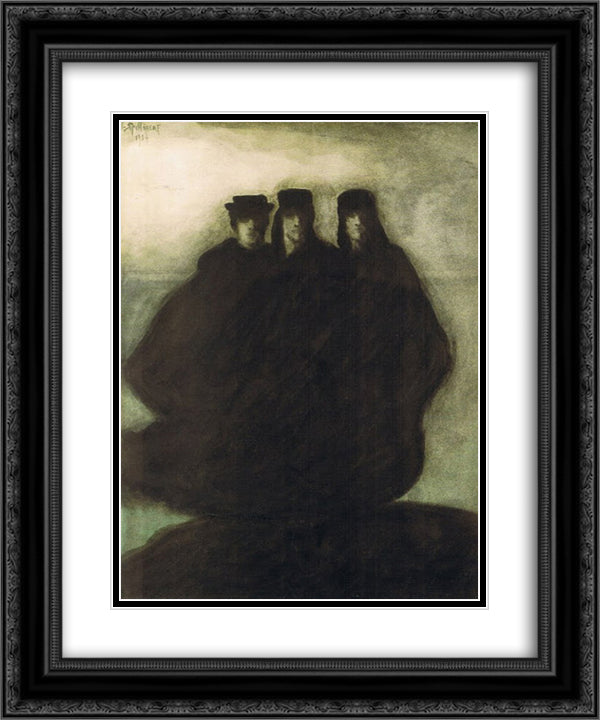 Les trois figures 20x24 Black Ornate Wood Framed Art Print Poster with Double Matting by Spilliaert, Leon