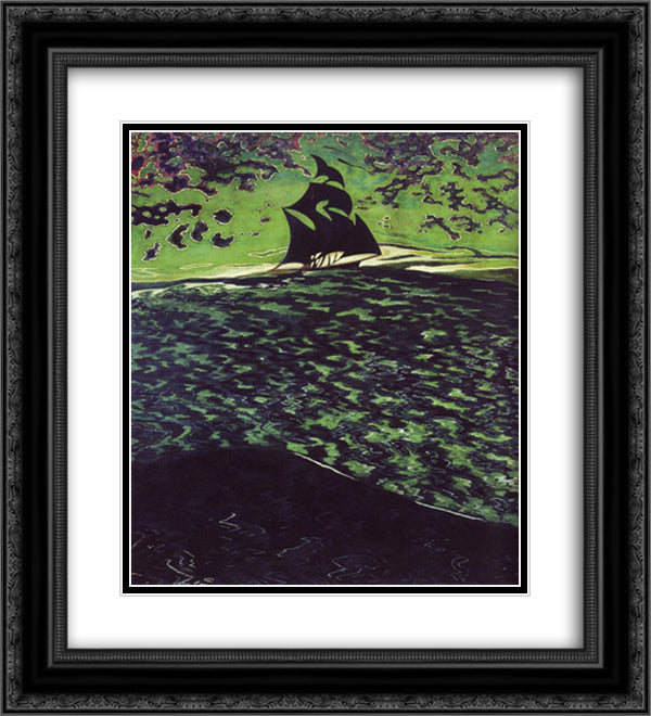 Sailing Vessel at Sea 20x22 Black Ornate Wood Framed Art Print Poster with Double Matting by Spilliaert, Leon