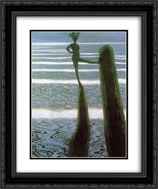 The Posts 20x24 Black Ornate Wood Framed Art Print Poster with Double Matting by Spilliaert, Leon