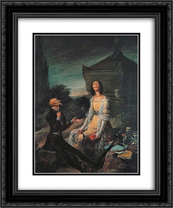 Satire of Suicide from Love 20x24 Black Ornate Wood Framed Art Print Poster with Double Matting by Alenza, Leonardo