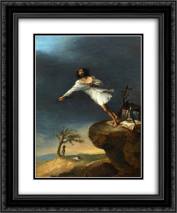 Satire of the Romantic Suicide 20x24 Black Ornate Wood Framed Art Print Poster with Double Matting by Alenza, Leonardo