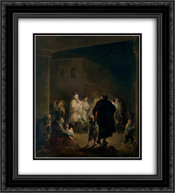 The viaticum 20x22 Black Ornate Wood Framed Art Print Poster with Double Matting by Alenza, Leonardo